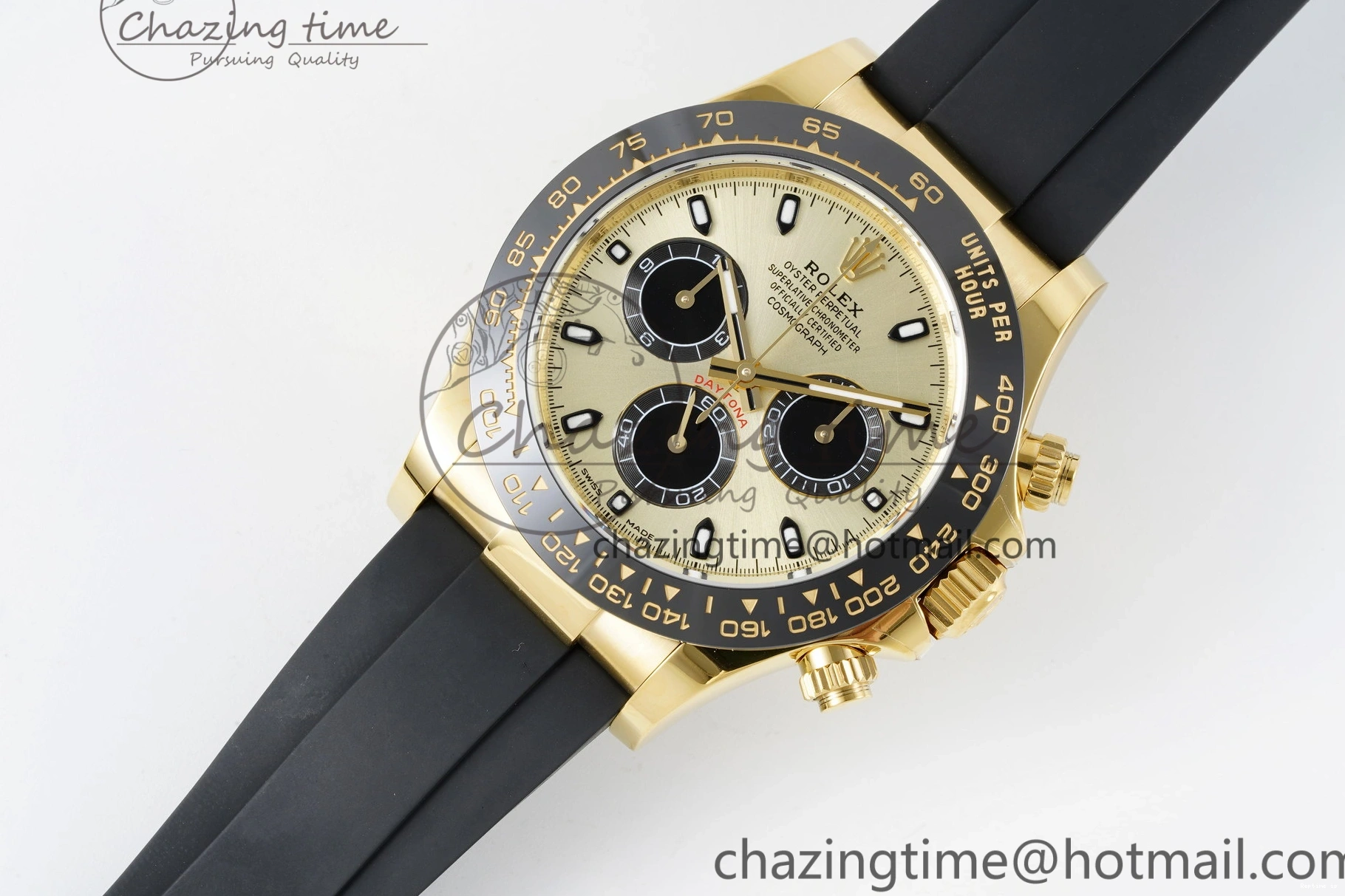 1222 OnTrend Daytona 116518 BTF 1:1 Best Edition YG Black Dial on Oysterflex Rubber Strap SA4130 V 2260